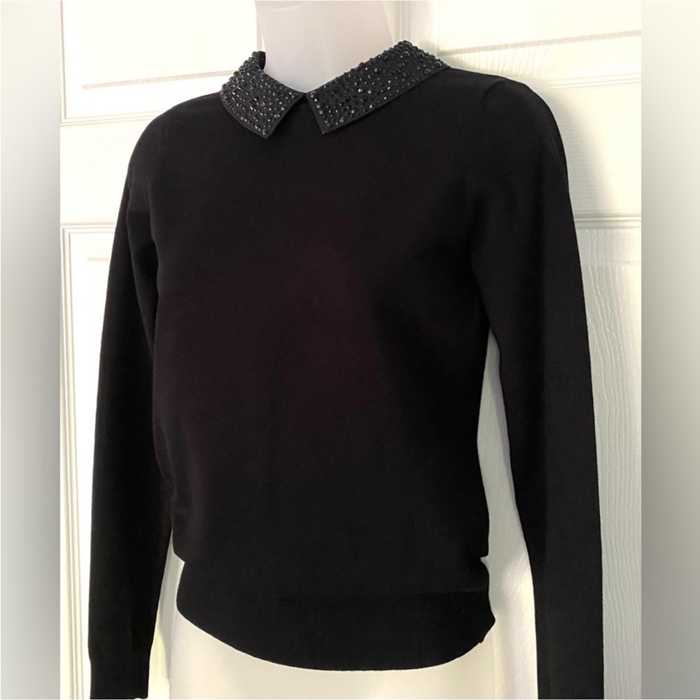 Karenn Millen Sweater Crystal Collar Knit Collection Black New size 0 - Picture 4 of 14